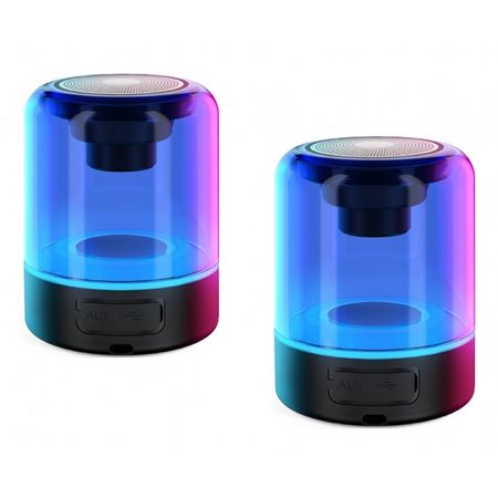 THAO - Bluetooth Lautsprecher Set mit Surround Sound (2x 5W) & LED Farbenspiel - schwarz