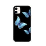 iPhone 12 / iPhone 12 Pro Hülle mit LED Highlight - Hardcase mit TPU Rand - Butterfly - schwarz