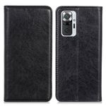 Xiaomi Redmi Note 10 Pro Handy Hülle - Crazy Horse V Leder Bookcover Series - schwarz