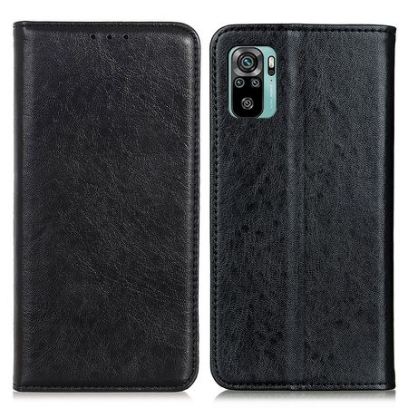 Xiaomi Redmi Note 10S / Redmi Note 10 4G Handy Hülle - Crazy Horse V Leder Bookcover Series - schwarz