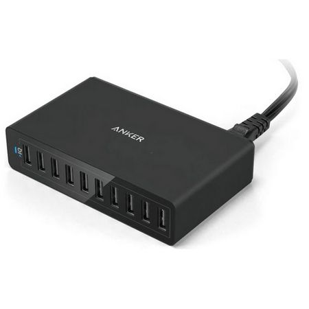 Anker - USB Ladegerät mit 10 Anschlüssen - PowerPort 10 - PowerQI und  VoltageBoost - schwarz