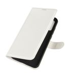 Wiko View 4 / View 4 Lite Handy Hülle - Litchi Leder Bookcover Series - weiss