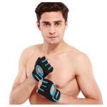 Fitnesshandschuhe - Trainingshandschuhe Rutschfest - Klettverschluss - Grösse M - blau/schwarz