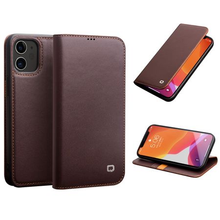 Qialino - iPhone 12 / iPhone 12 Pro Hülle - Exquisites Echtleder Case - braun