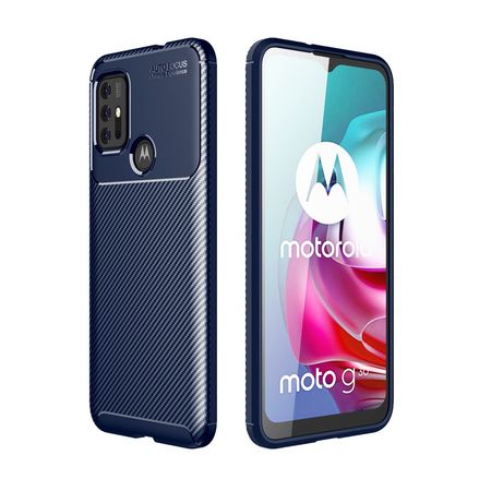 Motorola Moto G30 Handyhülle - Carbon Fiber TPU Softcase Series - blau