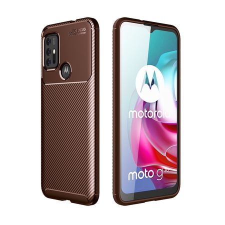 Motorola Moto G30 Handyhülle - Carbon Fiber TPU Softcase Series - braun
