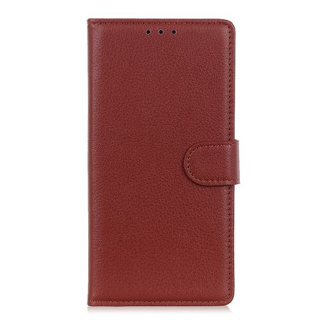 Sony Xperia 5 III Handy Hülle - Litchi Leder Bookcover Series - braun