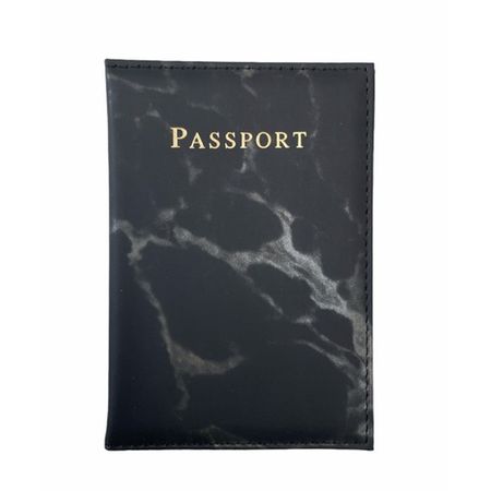 Reisepass Schutzhülle - Pass Etui in Marmor Optik - aus Kunstleder - schwarz