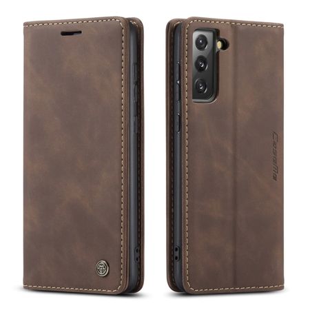Caseme - Samsung Galaxy S21 FE Hülle - Leder Flip Wallet Case - kaffeefarben