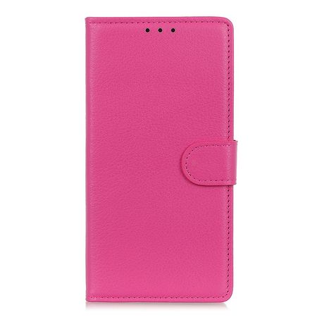 Motorola Moto G100 Handy Hülle - Litchi Leder Bookcover Series - rosa
