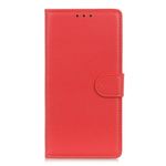 Oppo A94 Handy Hülle - Litchi Leder Bookcover Series - rot