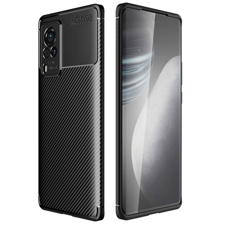 Vivo X60 Pro 5G Handyhülle - Carbon Fiber TPU Softcase Series - schwarz