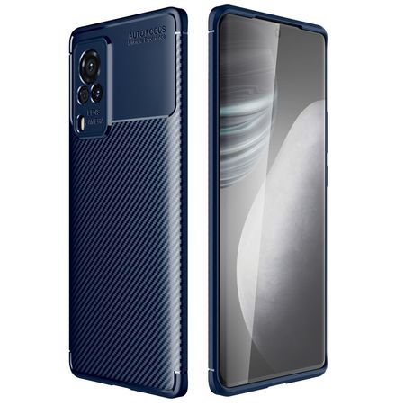 Vivo X60 Pro 5G Handyhülle - Carbon Fiber TPU Softcase Series - blau