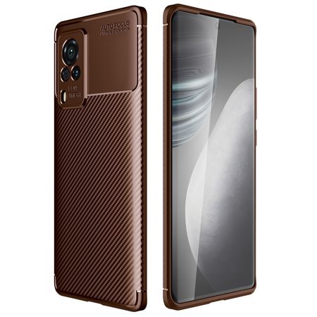 Vivo X60 Pro 5G Handyhülle - Carbon Fiber TPU Softcase Series - braun