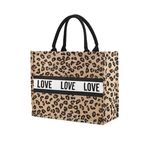 Universelle Strandtasche - Tragetasche mit Reissverschluss - Einkaufstasche - LOVE - Leoparden Muster