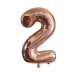 Zahlenballon 2 (80cm) - Folienballon für Geburtstage, Jubiläum oder Hochzeitstag - rosegold