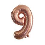 Zahlenballon 9 (80cm) - Folienballon für Geburtstage, Jubiläum oder Hochzeitstag - rosegold