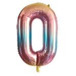 Zahlenballon 0 (80cm) - Folienballon für Geburtstage, Jubiläum oder Hochzeitstag - rainbow