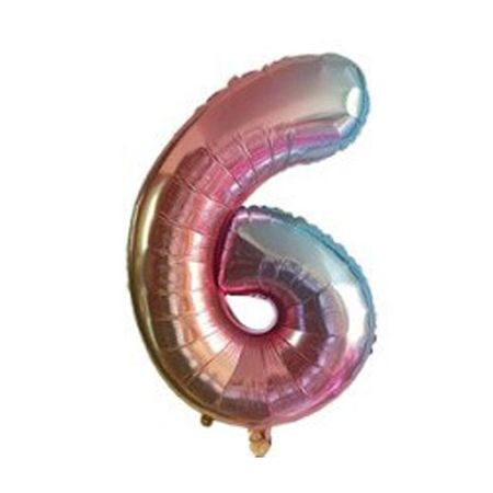 Zahlenballon 6 (80cm) - Folienballon für Geburtstage, Jubiläum oder Hochzeitstag - rainbow