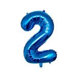 Zahlenballon 2 (80cm) - Folienballon für Geburtstage, Jubiläum oder Hochzeitstag - blau