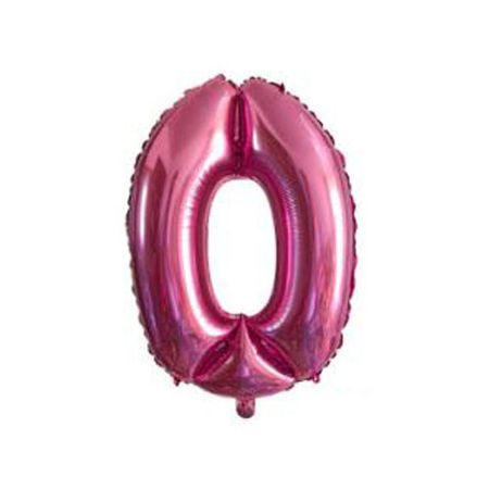 Zahlenballon 0 (80cm) - Folienballon für Geburtstage, Jubiläum oder Hochzeitstag - pink