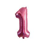 Zahlenballon 1 (80cm) - Folienballon für Geburtstage, Jubiläum oder Hochzeitstag - pink