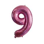 Zahlenballon 9 (80cm) - Folienballon für Geburtstage, Jubiläum oder Hochzeitstag - pink