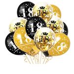 15-teiliges Luftballon Set - 18. Geburtstag - schwarz/gold