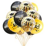 15-teiliges Luftballon Set - 40. Geburtstag - schwarz/gold