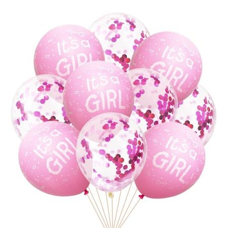 10-teiliges Babyshower Set - Ballone "It's a Girl" - rosa