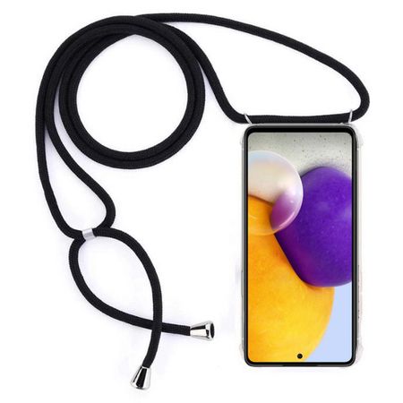 MU Style - Samsung Galaxy A72 5G / 4G Handykette - Necklace TPU Umhänge Hülle - transparent/schwarz