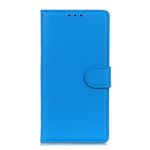Motorola Moto E7 Power Handy Hülle - Litchi Leder Bookcover Series - blau