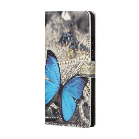 OnePlus Nord N200 5G Handy Hülle - Leder Bookcover Image Series - blauer Schmetterling