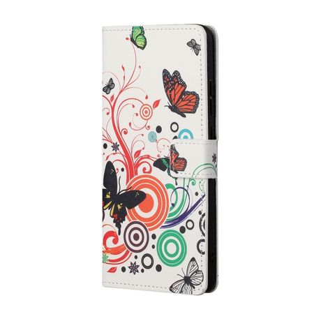 OnePlus Nord N200 5G Handy Hülle - Leder Bookcover Image Series - Schmetterlinge und Kreise