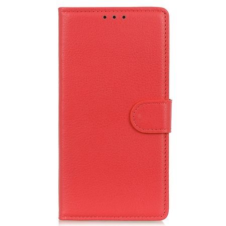 iPhone 13 Pro Max Handy Hülle - Litchi Leder Bookcover Series - rot