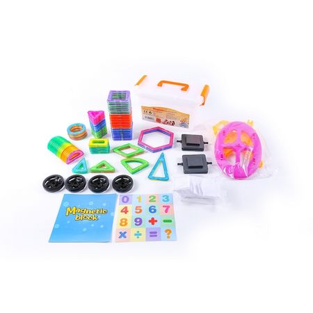 Geometrisches Magnetspielzeug Set - Magnetbaukasten - 78 Einzelteile - mehrfarbig
