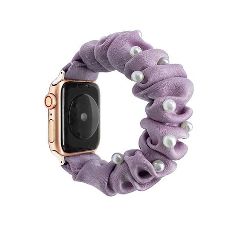 Apple Watch (41/40/38mm) Stoff Armband - lila mit Perlen
