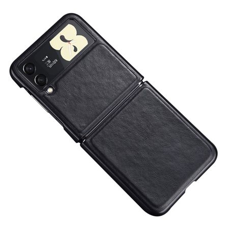 Samsung Galaxy Z Flip3 5G Hülle - Leder Hardcase - schwarz