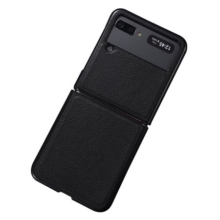 Samsung Galaxy Z Flip3 5G Hülle - Echtleder Hardcase - schwarz