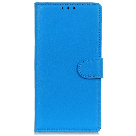 Motorola Edge 20 Pro Handy Hülle - Litchi Leder Bookcover Series - blau
