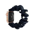 Apple Watch (49/45/44/42mm) Stoff Armband - schwarz mit Perlen