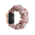 Apple Watch (49/45/44/42mm) Stoff Armband - altrosa mit Perlen