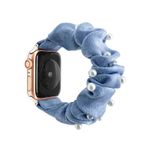 Apple Watch (49/45/44/42mm) Stoff Armband - blau mit Perlen