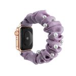 Apple Watch (49/45/44/42mm) Stoff Armband - lila mit Perlen