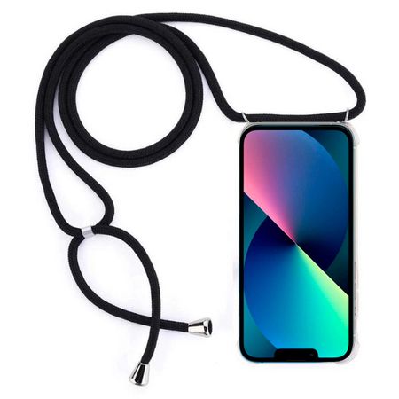 MU Style - iPhone 13 Handykette - Necklace TPU Hülle zum Umhängen - transparent/schwarz