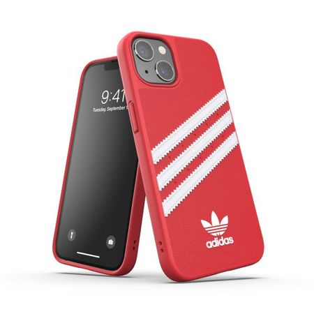 Adidas - iPhone 13 Pro Hülle - Kunstleder Hardcase - OR Moulded Case PU Series - rot