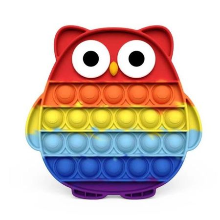 Fidget Push Pop Bubble Toy - Pop It - Owl - Regenbogen assortiert