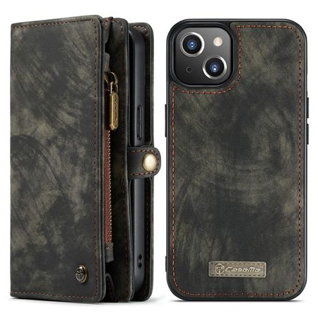 Caseme - iPhone 13 mini Handyhülle - Leder Portemonnaie mit abnehmbarer Plastik Hülle - schwarz