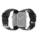 Apple Watch (49/45/44/42mm) TPU Kunststoff Armband - Carbonmuster - schwarz