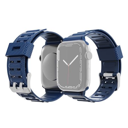 Apple Watch (41/40/38mm) TPU Kunststoff Armband - Carbonmuster - blau